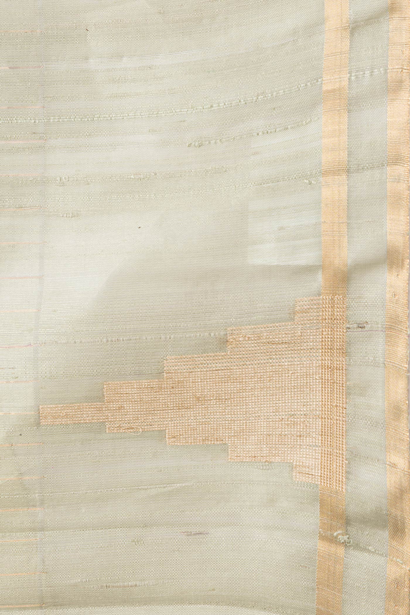 Border image of Grey Dual Tone Raw Silk Saree with Stripes on the body and Temple Border. 