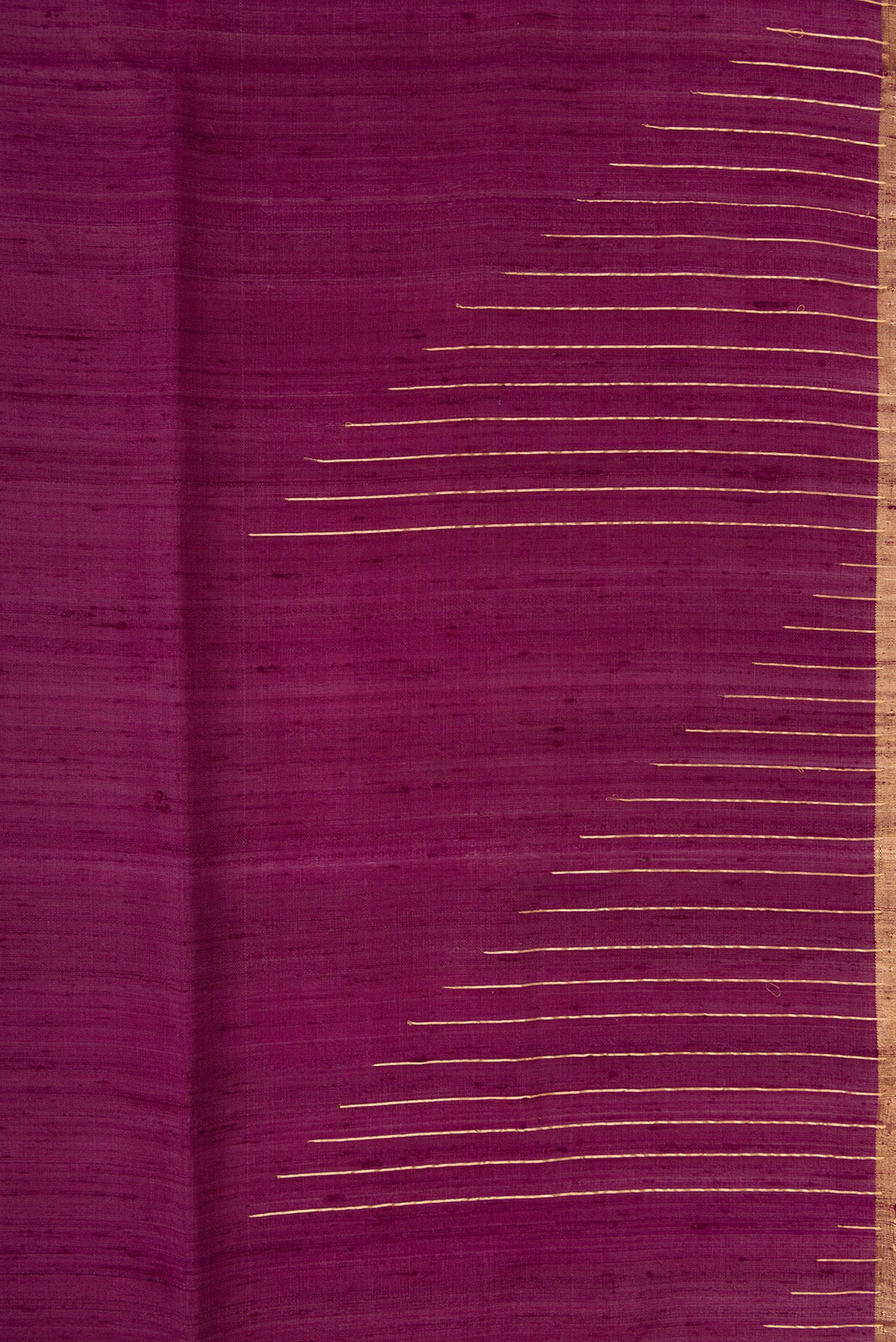 Border image of Burgundy Dual Tone Raw Silk Saree with Stripes on the body and Thin Zari Line. 