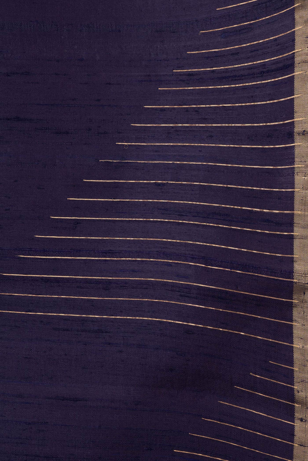 Border image of Navy Blue Dual Tone Raw Silk Saree with Plain Body and Plain Border. 