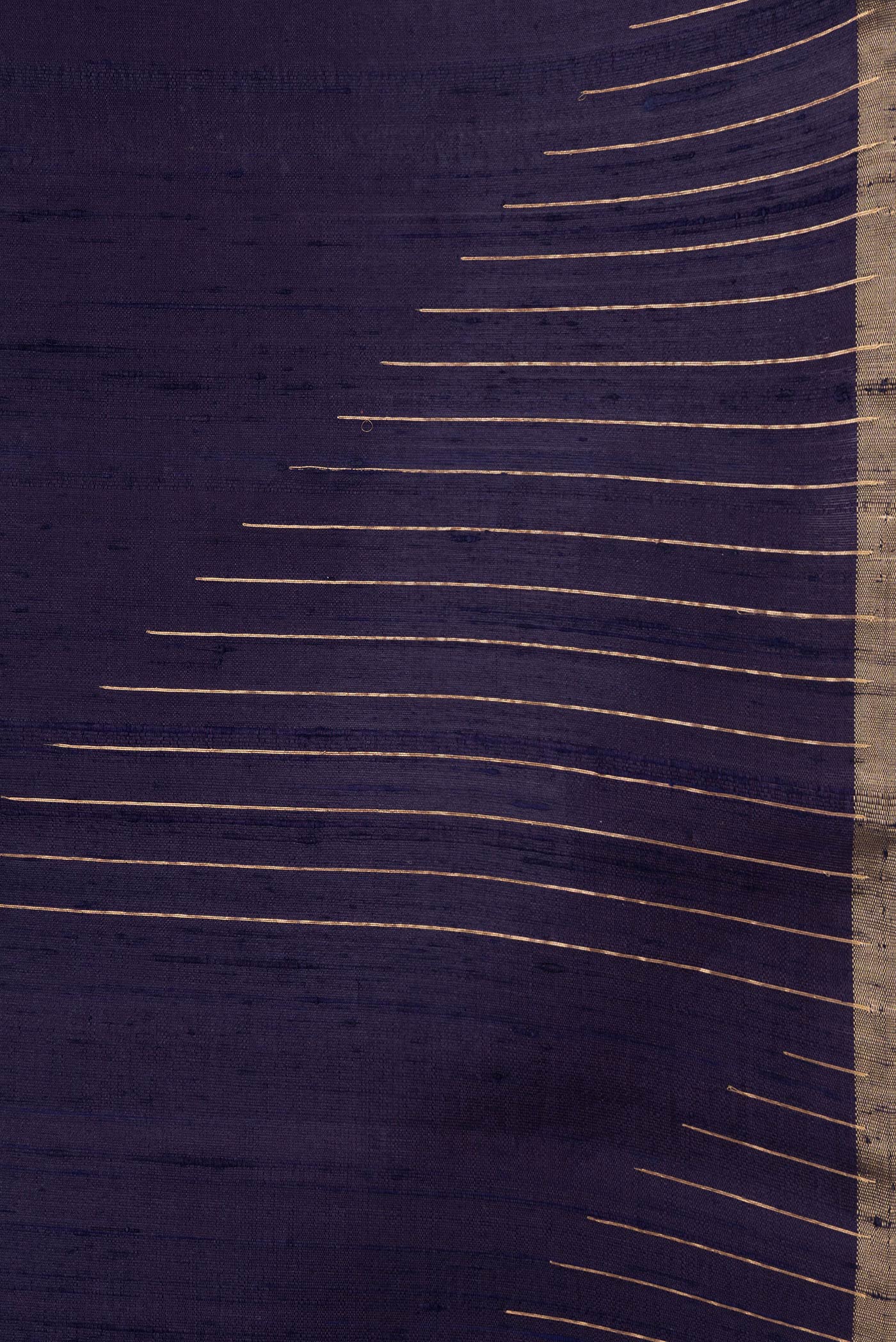 Border image of Navy Blue Dual Tone Raw Silk Saree with Plain Body and Plain Border. 