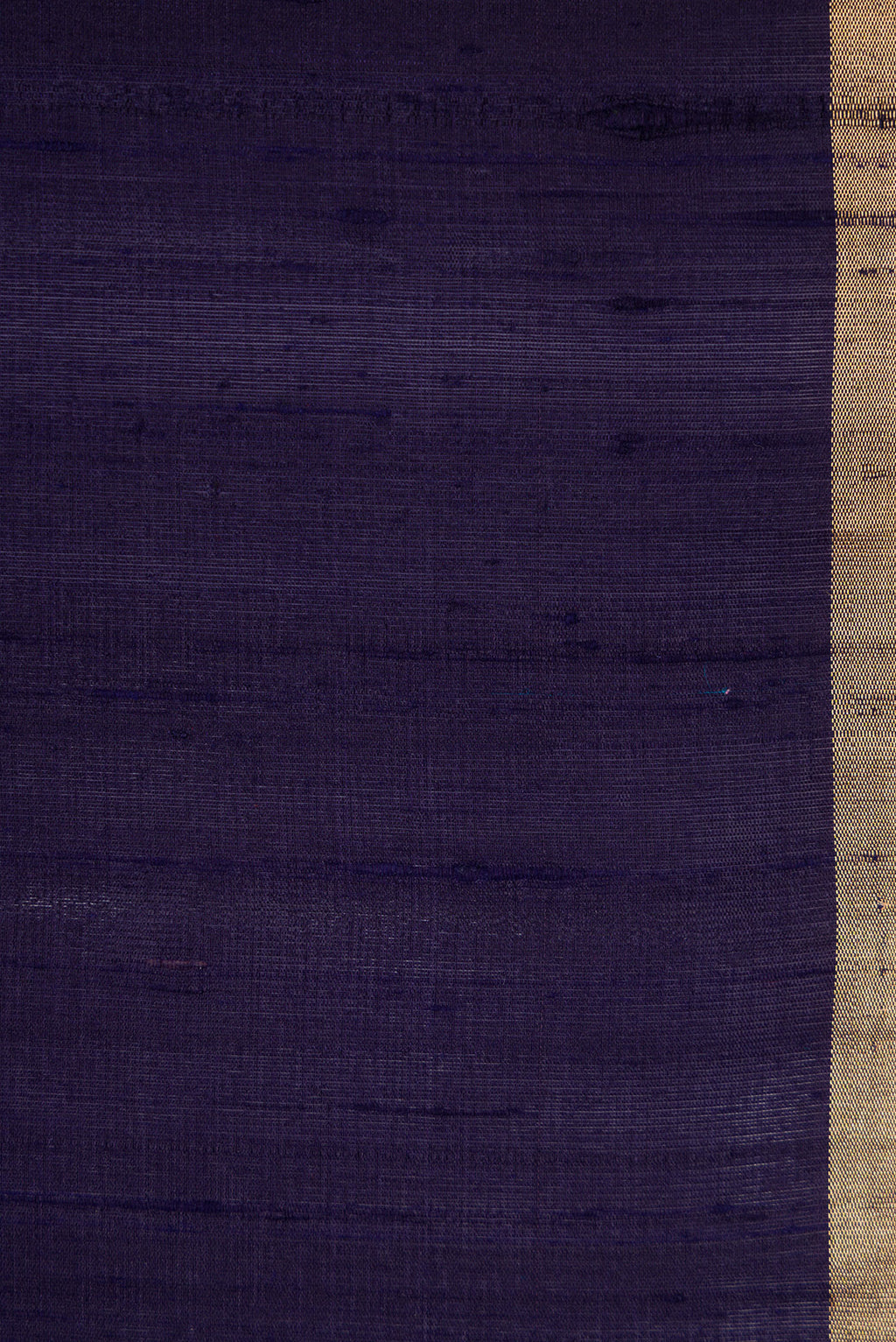 Border image of Navy Blue Dual Tone Raw Silk Saree with Plain Body and Thin Zari Line. 