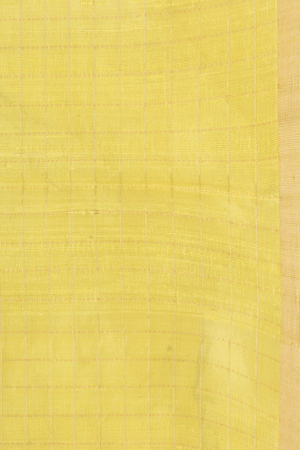 Border image of Yellow Dual Tone Raw Silk Saree with Checked design on the body and Zari Border. 