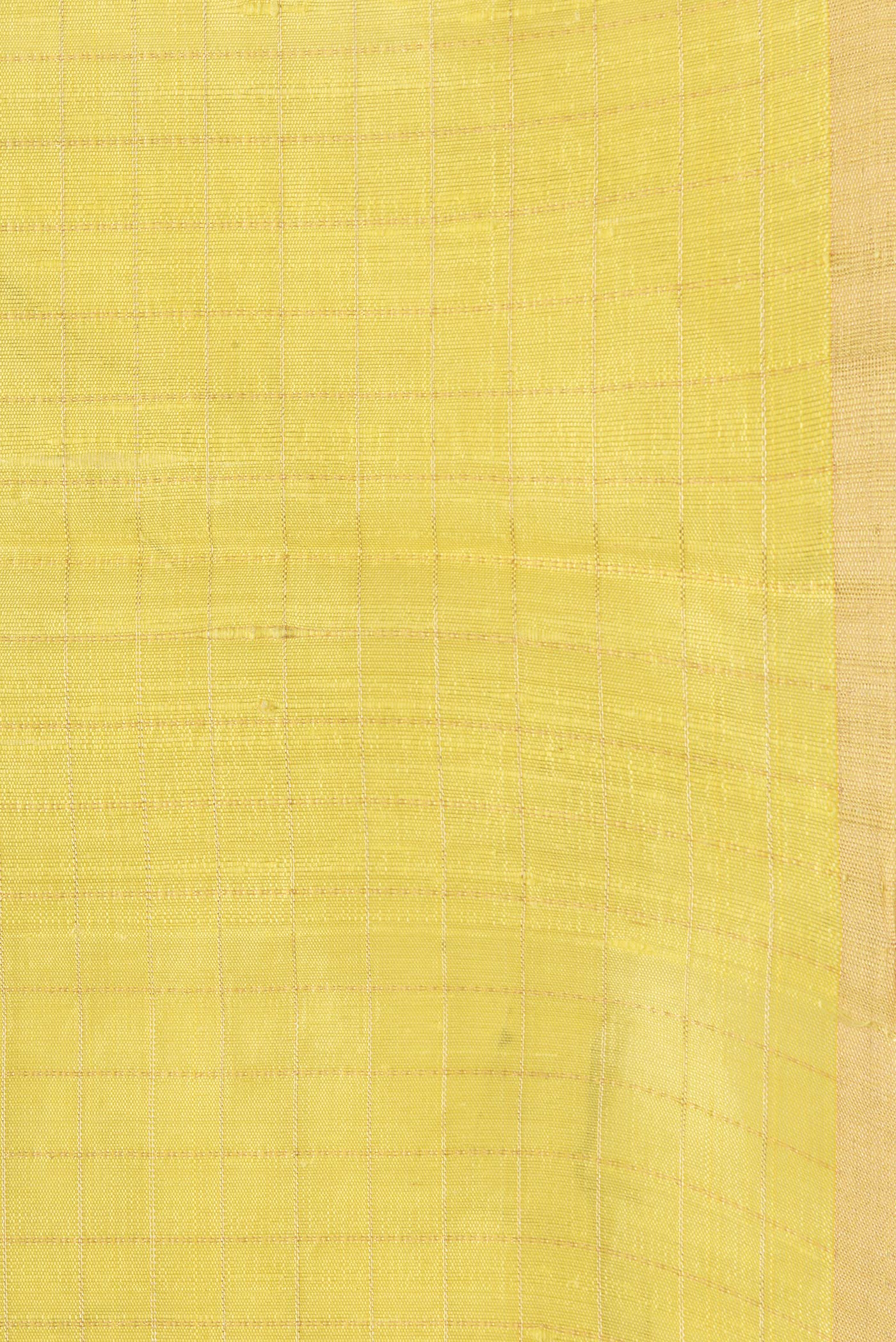 Border image of Yellow Dual Tone Raw Silk Saree with Checked design on the body and Zari Border. 