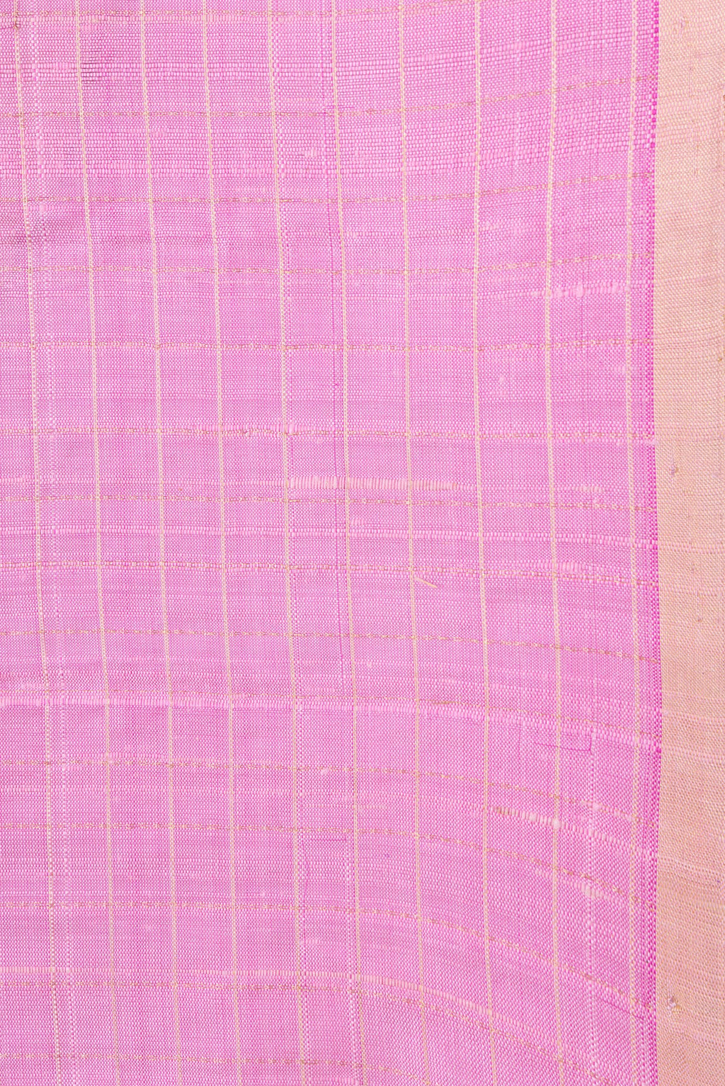 Border image of Pink Dual Tone Raw Silk Saree with Checked design on the body and Thin Zari Line. 