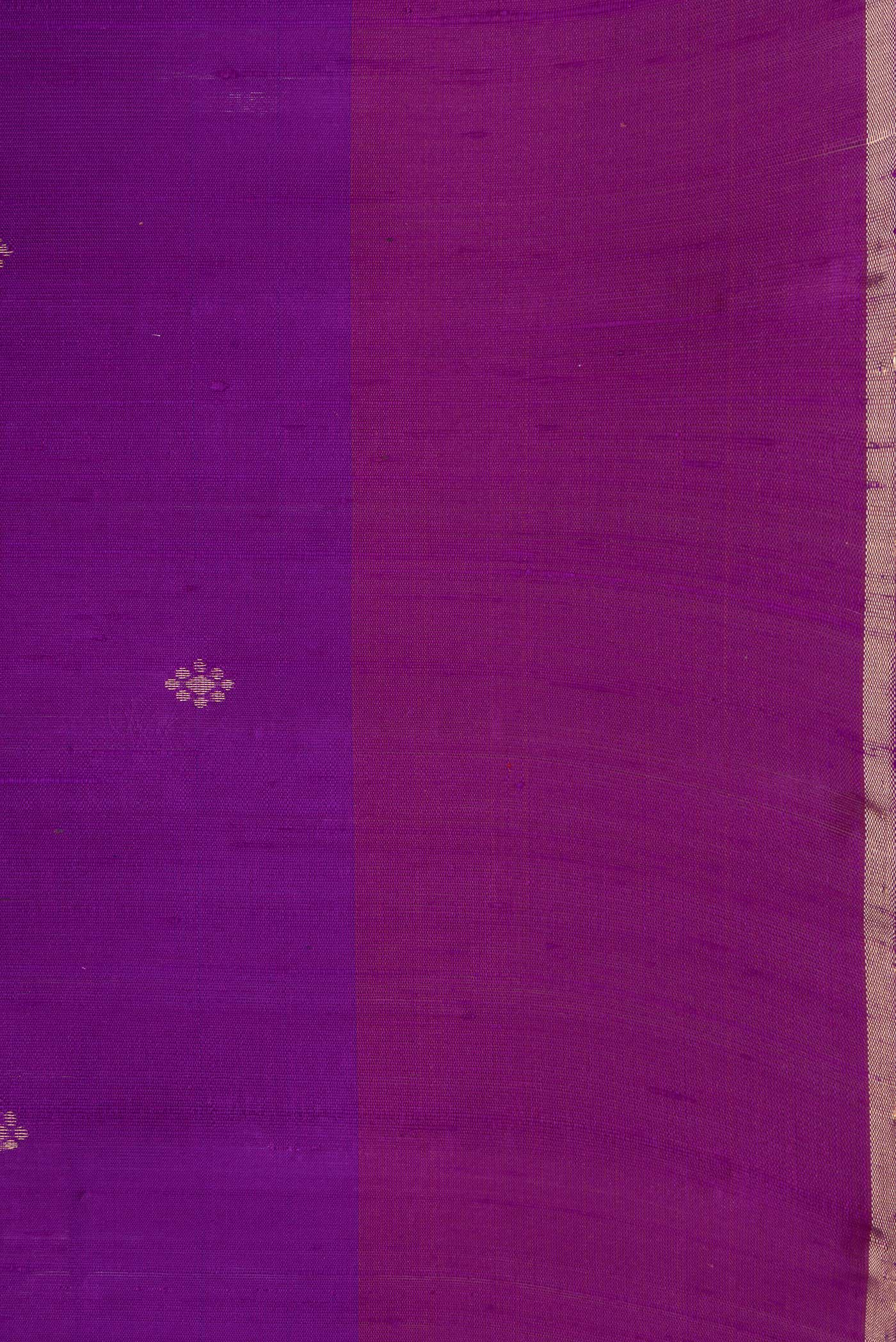 Border image of Peacock Blue Dual Tone Raw Silk Saree with Zari Butta on the body and Thin Zari Line. 
