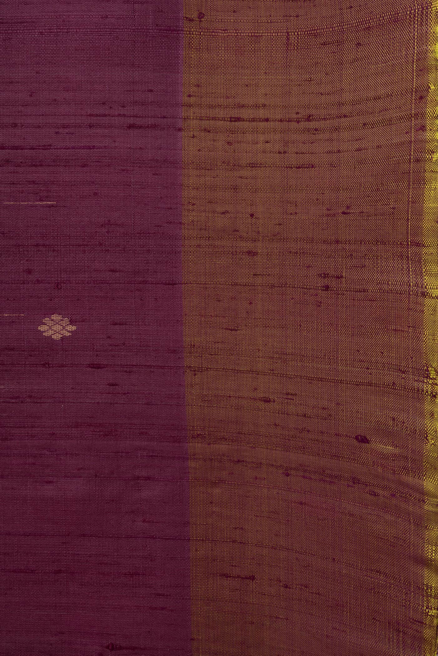 Border image of Purple Dual Tone Raw Silk Saree with Zari Butta on the body and Plain Border. 