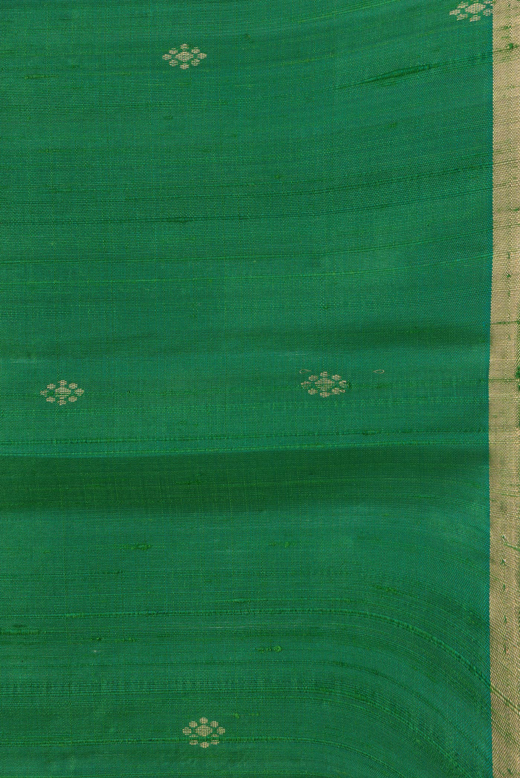 Border image of Bottle Green Dual Tone Raw Silk Saree with Zari Butta on the body and Thin Zari Line. 