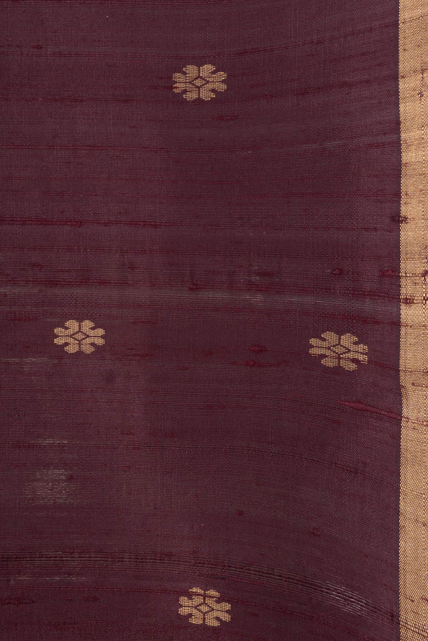 Border image of Brown Dual Tone Raw Silk Saree with Zari Butta on the body and Zari Border. 