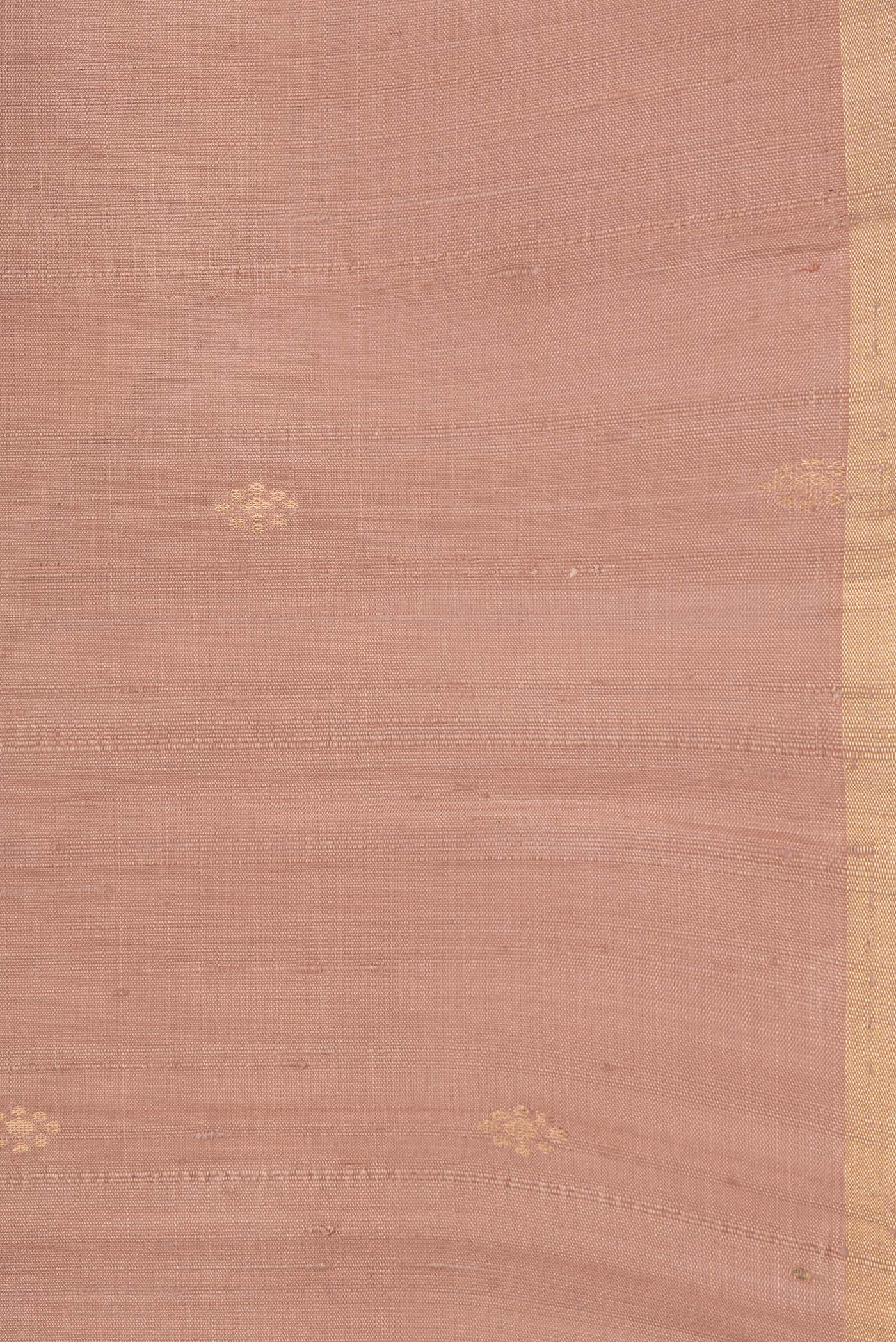 Border image of Dark Beige Dual Tone Raw Silk Saree with Zari Butta on the body and Thin Zari Line. 