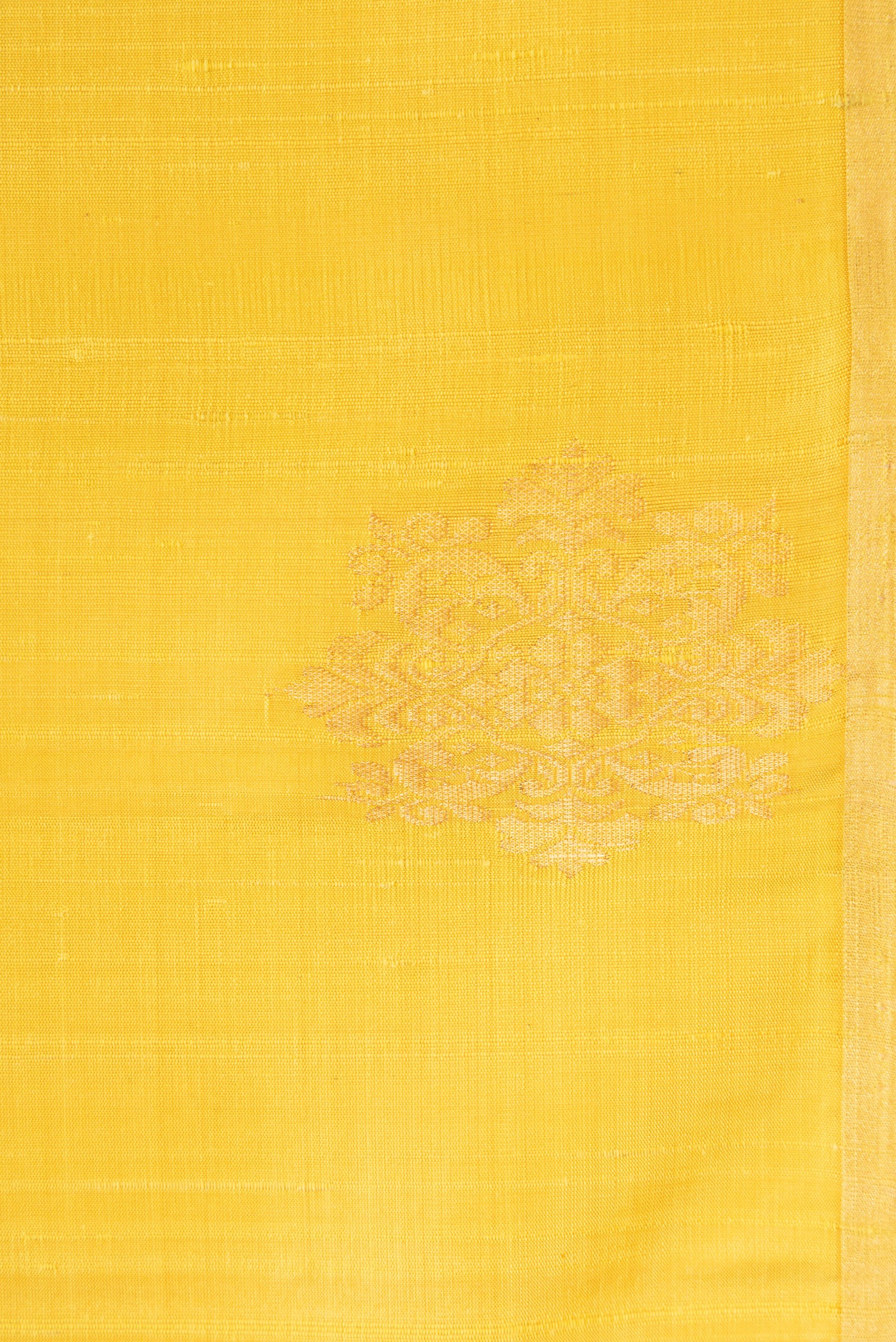 Border image of Lemon Yellow Dual Tone Raw Silk Saree with Plain Body and Fancy Border. 