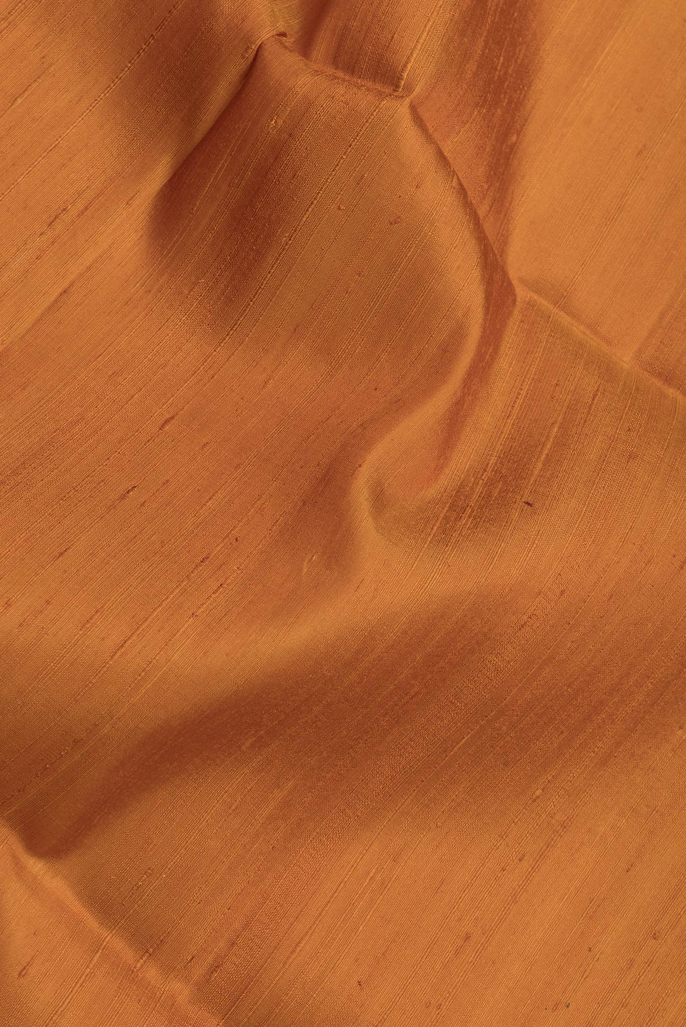 Close up of Mustard Dual Tone Raw Silk Saree with Plain Body and Fancy Border.  displaying folds