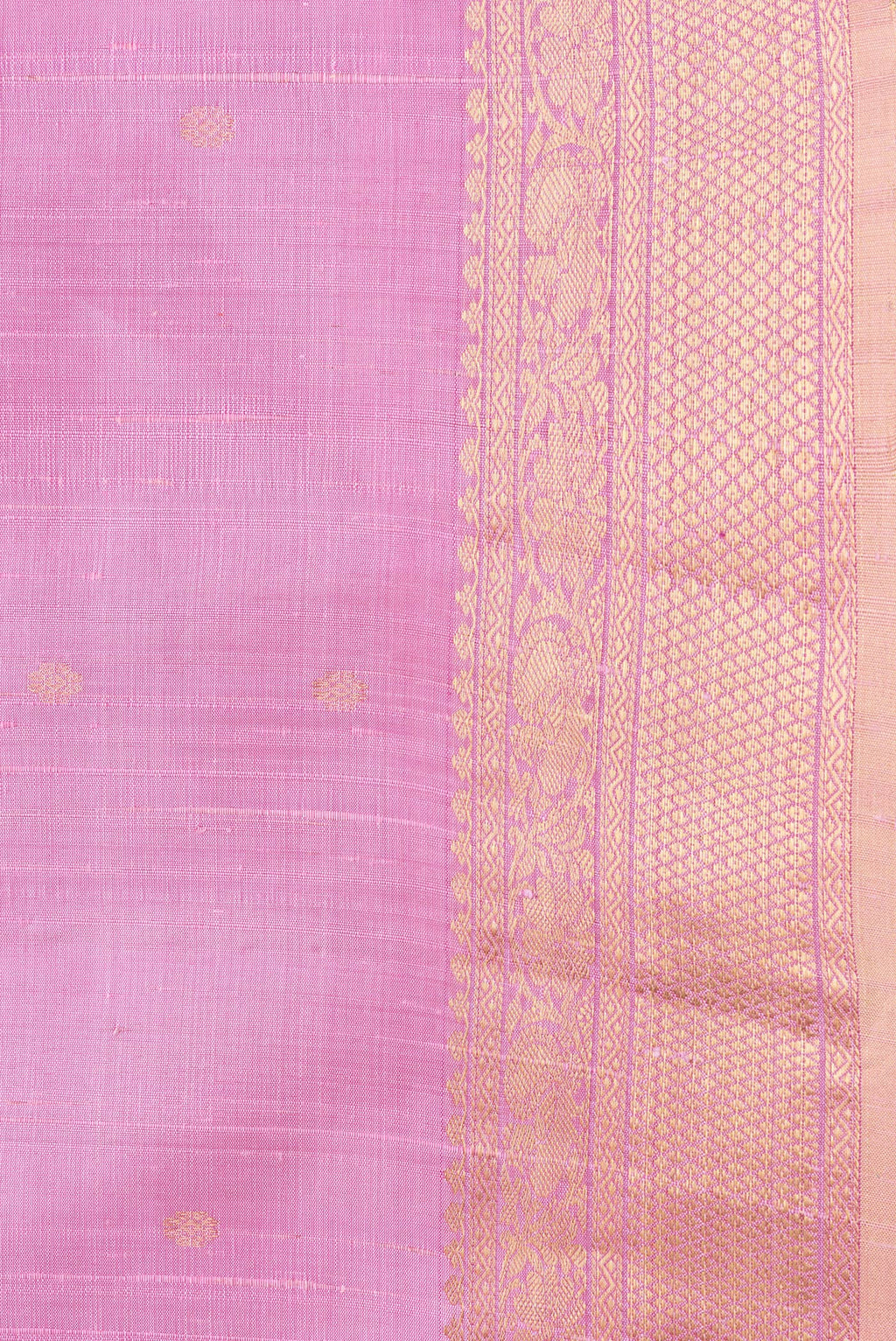 Border image of Pink Dual Tone Raw Silk Saree with Zari Butta on the body and Zari Border. 