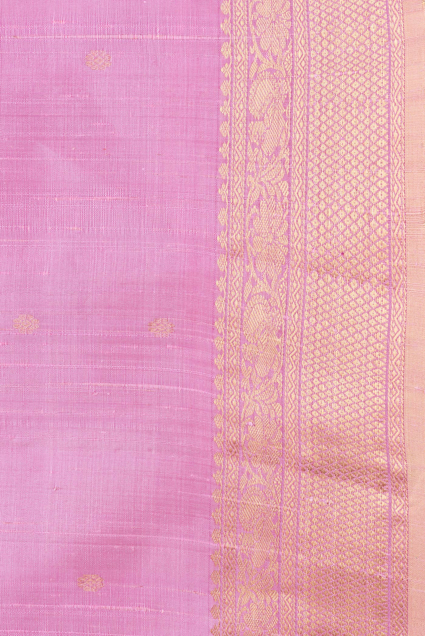 Border image of Pink Dual Tone Raw Silk Saree with Zari Butta on the body and Zari Border. 