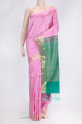 Pink Dual Tone Raw Silk Saree with Zari Butta on the body and Zari Border.  displayed on a mannequin