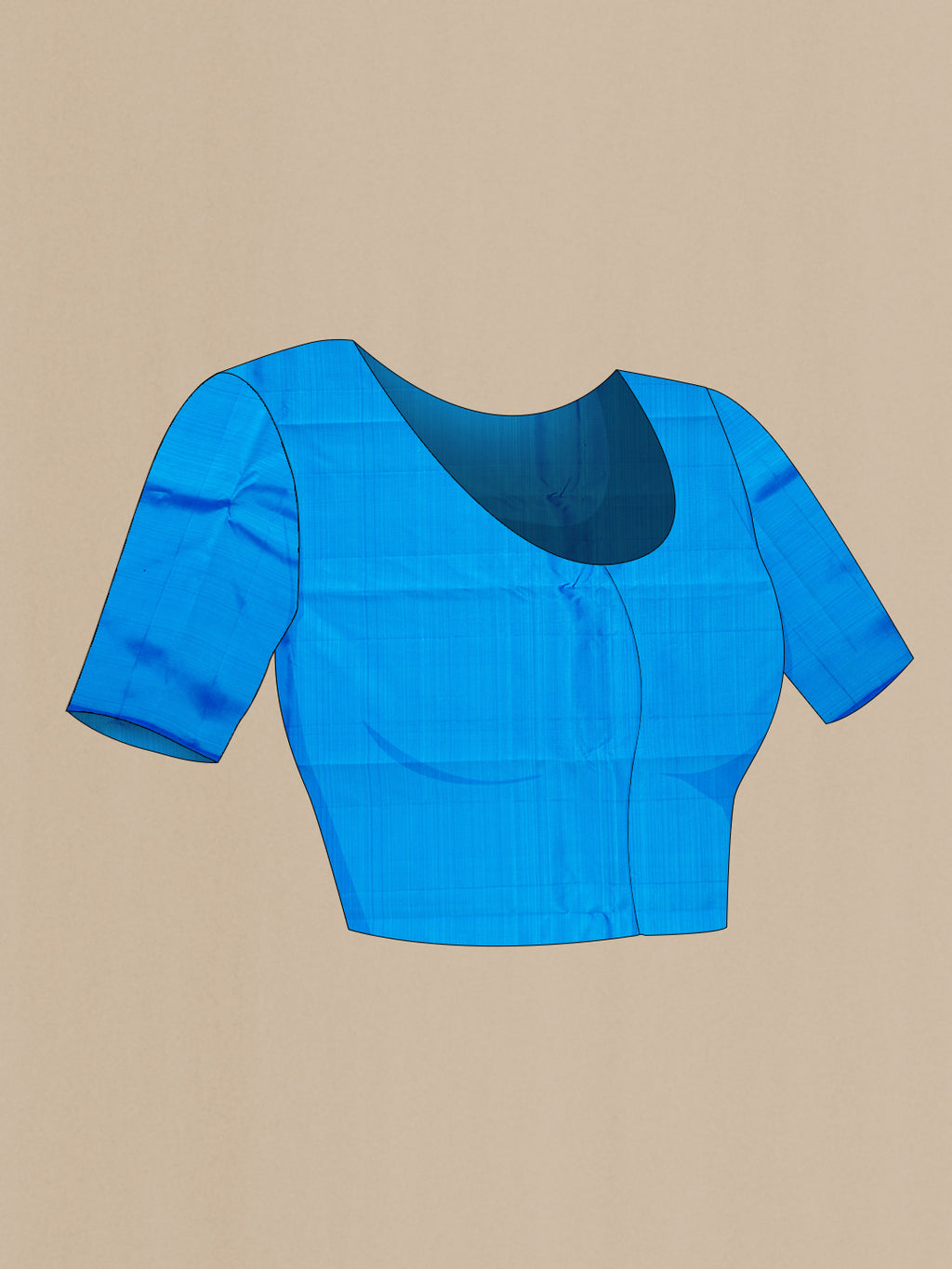 Close up image of the blouse of Sky Blue Kanchipuram Silk Saree with Zari Butta on the body and Fancy Border. 