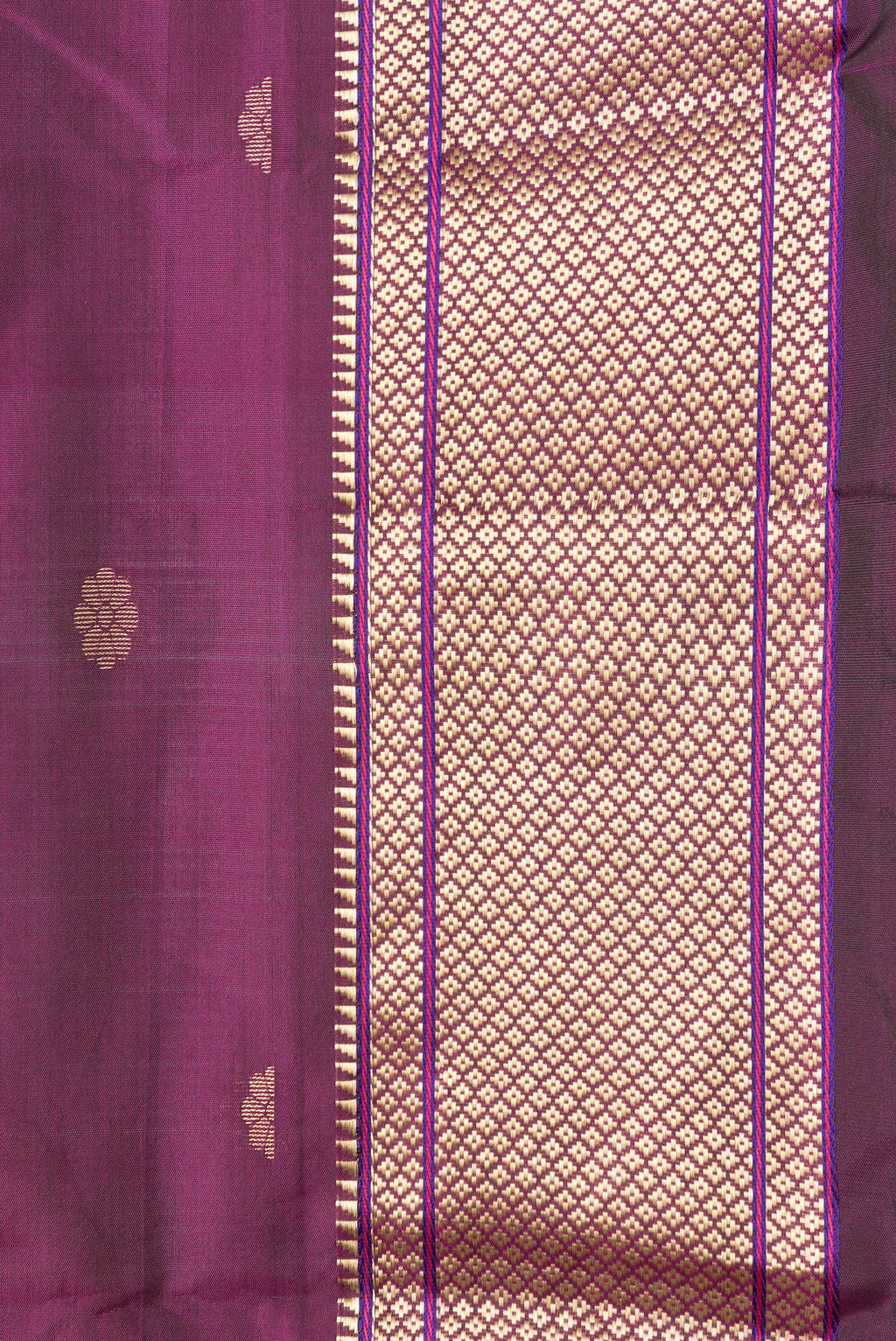Border image of Magenta Dual Tone Blended Paithani Silk Saree with Zari Butta on the body and Zari Border. 