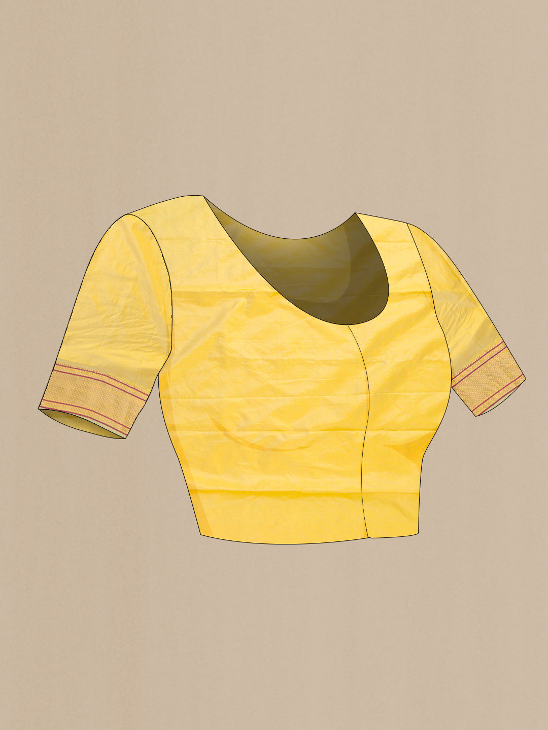 Close up image of the blouse of Sandal Dual Tone Blended Paithani Silk Saree with Zari Butta on the body and Zari Border. 