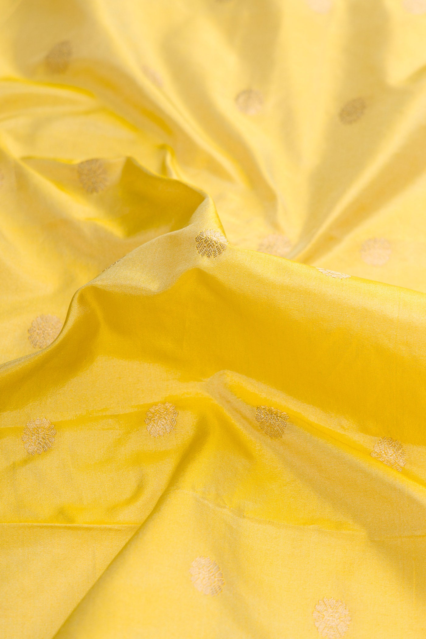 Close up of Sandal Dual Tone Blended Paithani Silk Saree with Zari Butta on the body and Zari Border.  displaying folds
