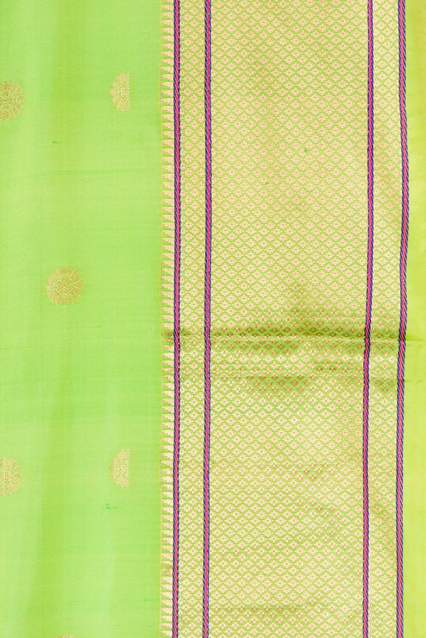 Border image of Parrot Green Dual Tone Blended Paithani Silk Saree with Zari Butta on the body and Zari Border. 