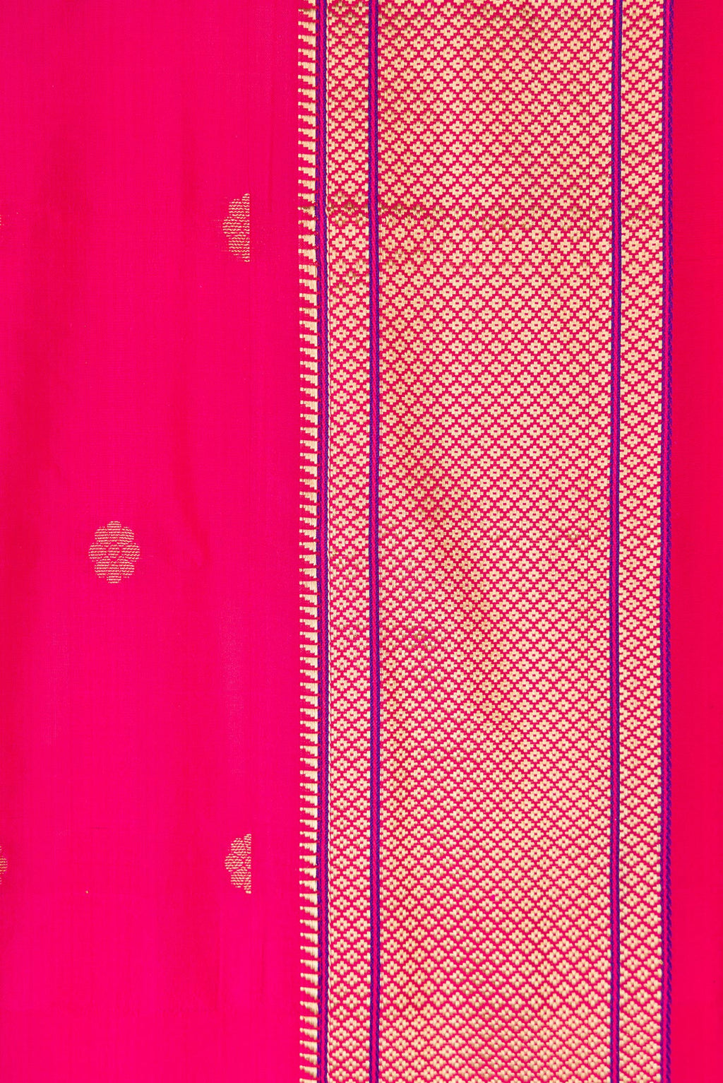 Border image of Pink Dual Tone Blended Paithani Silk Saree with Zari Butta on the body and Zari Border. 