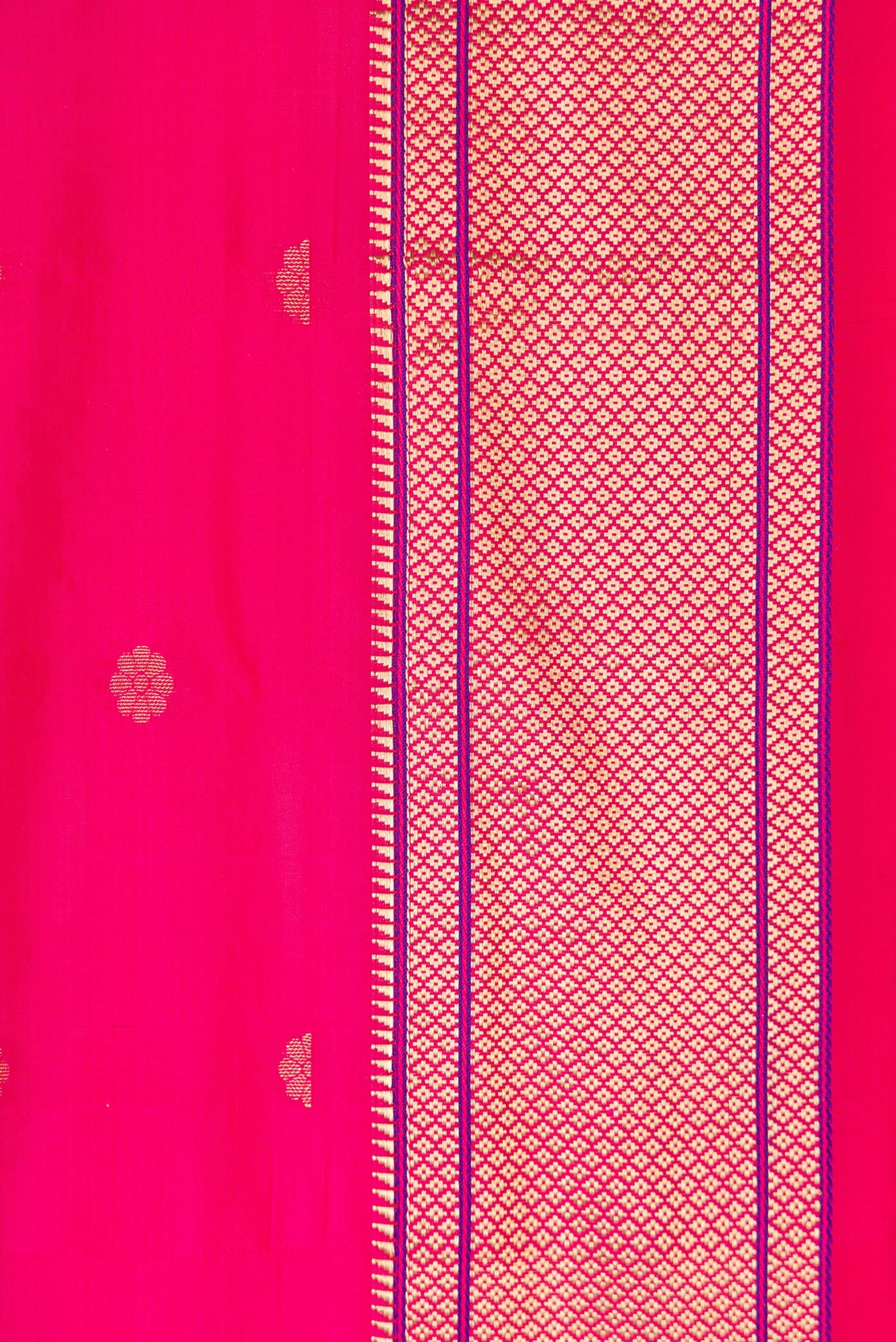 Border image of Pink Dual Tone Blended Paithani Silk Saree with Zari Butta on the body and Zari Border. 