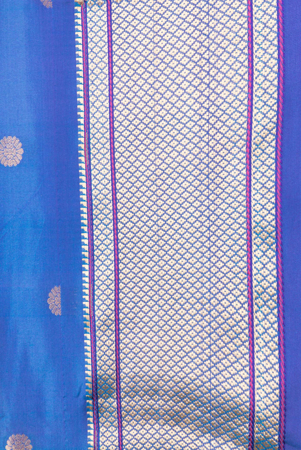 Border image of Peacock Blue Dual Tone Blended Paithani Silk Saree with Zari Butta on the body and Zari Border. 