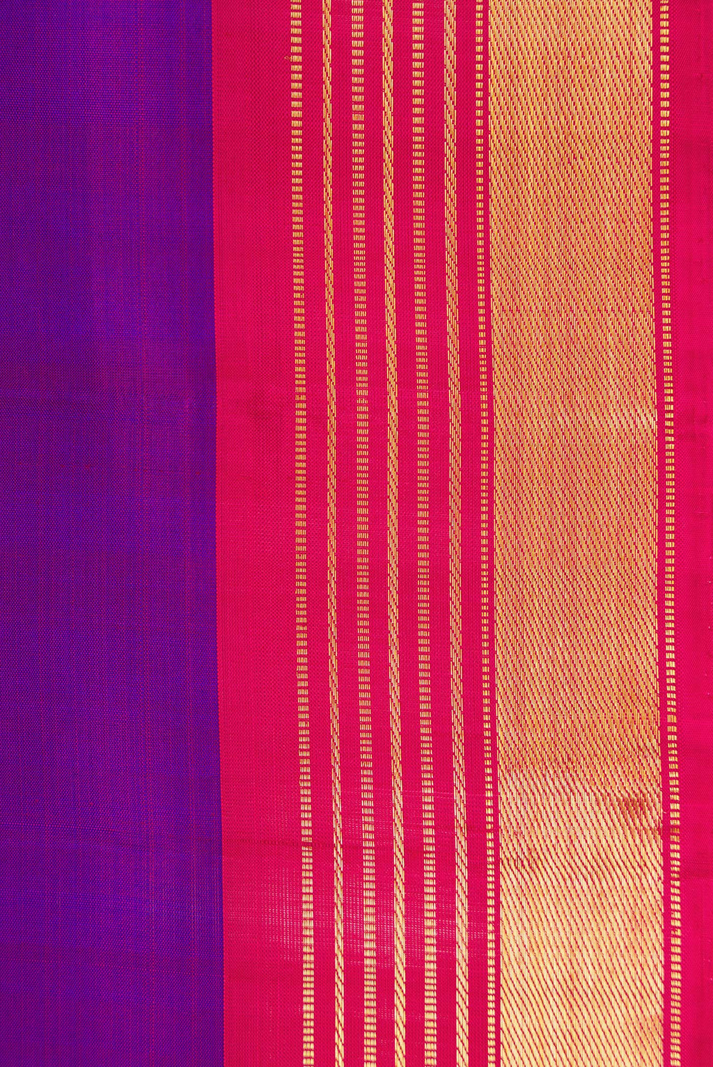 Border image of Purple Dual Tone Kanjivaram Silk Saree with Plain Body and Zari Border. 
