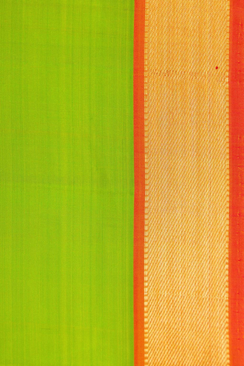 Border image of Parrot Green Dual Tone Kanjivaram Silk Saree with Plain Body and Zari Border. 