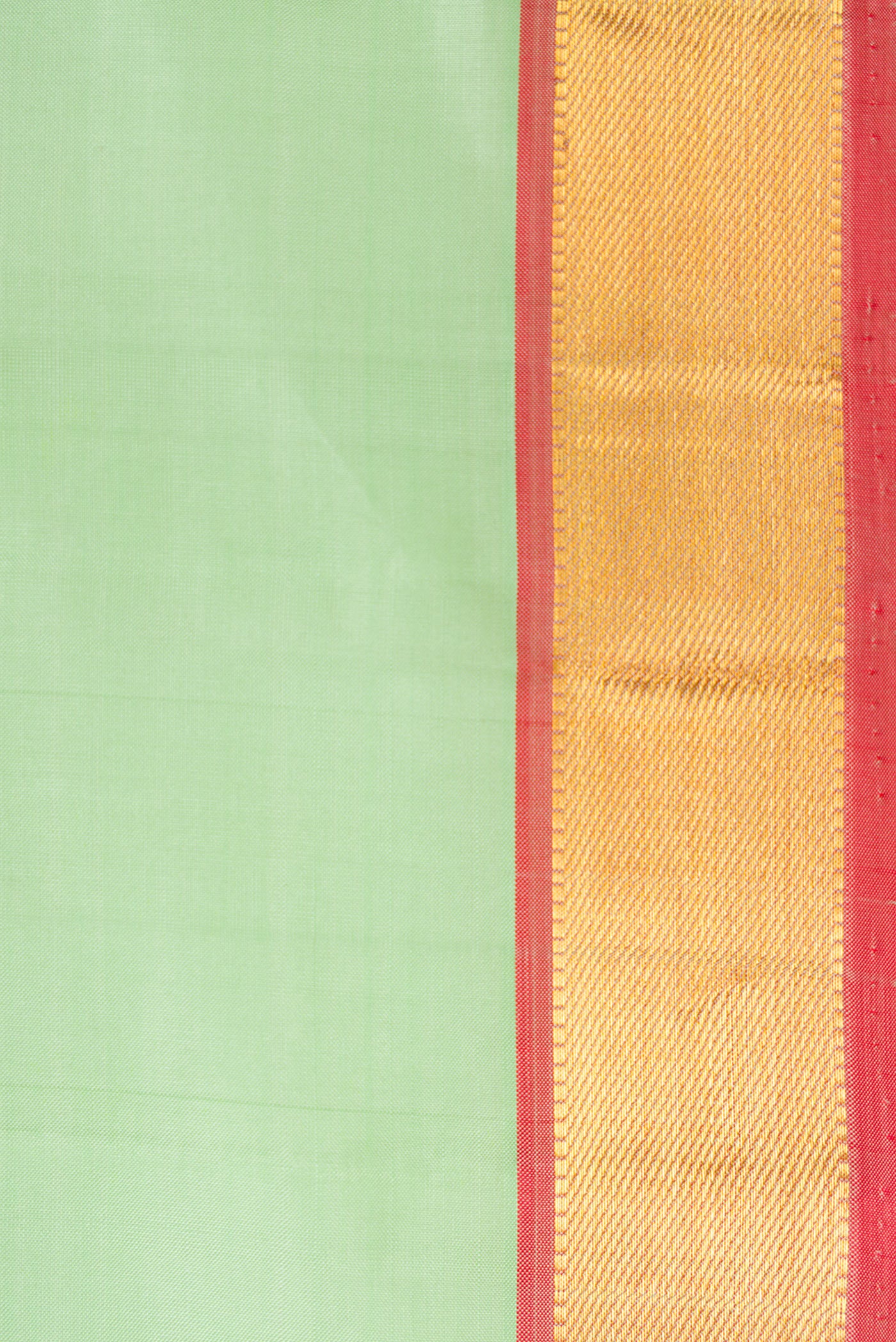 Border image of Pista Green Dual Tone Kanjivaram Silk Saree with Plain Body and Zari Border. 
