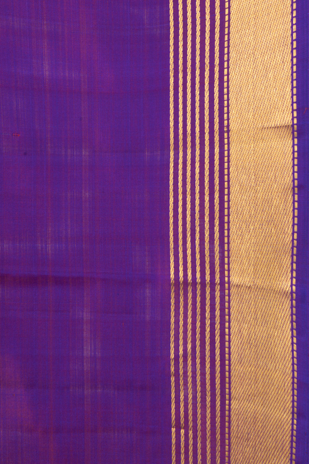 Border image of Purple Dual Tone Kanjivaram Silk Saree with Plain Body and Zari Border. 