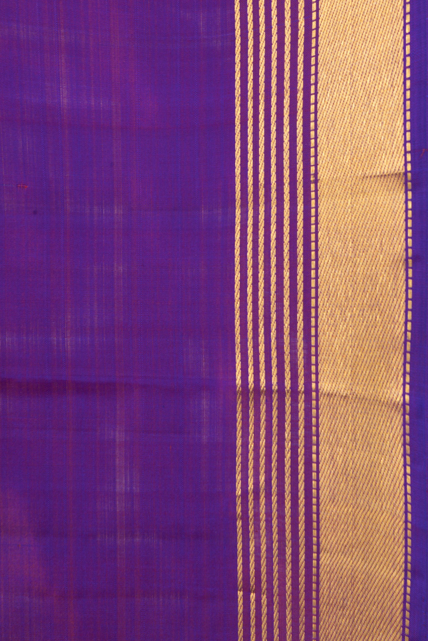 Border image of Purple Dual Tone Kanjivaram Silk Saree with Plain Body and Zari Border. 