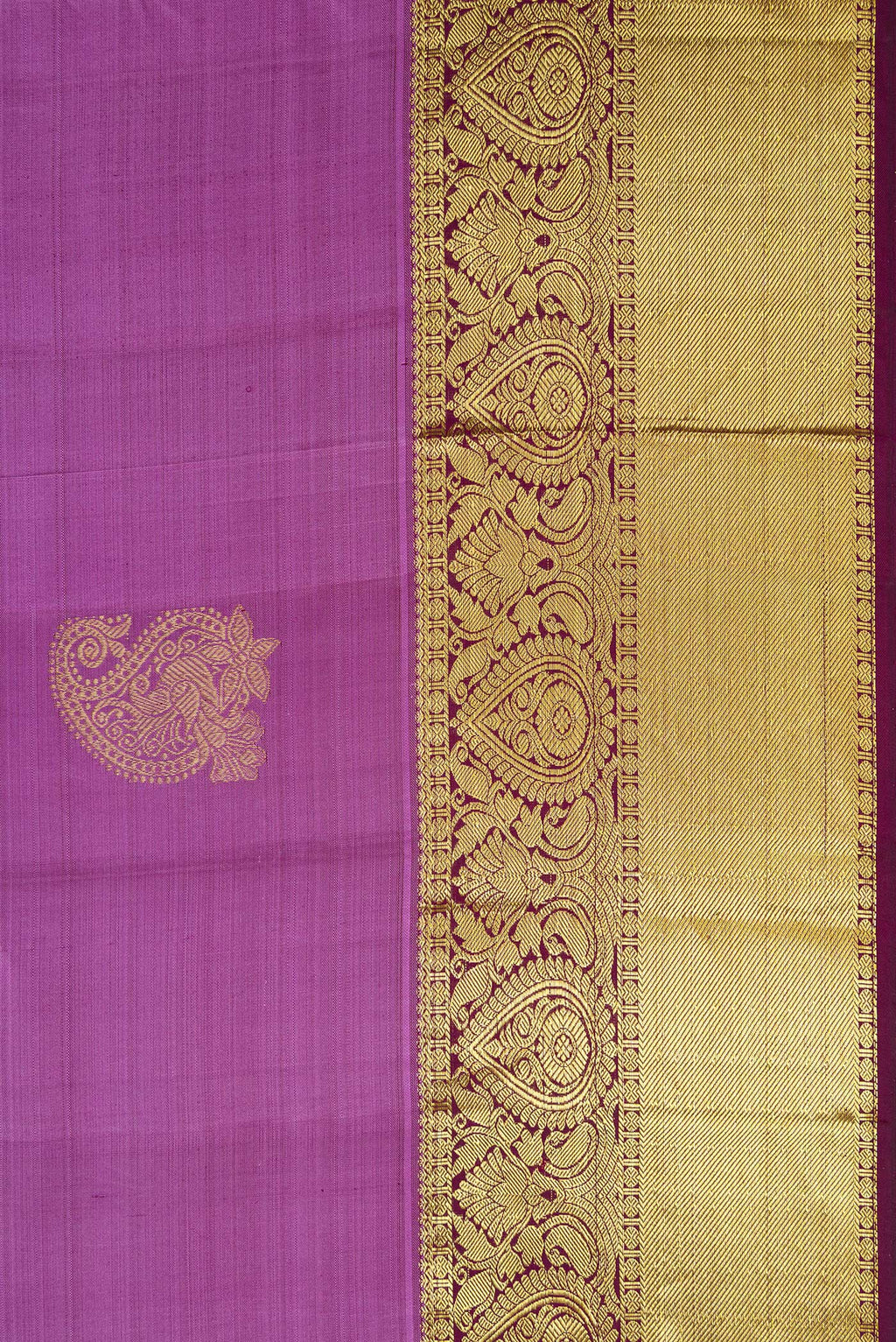Border image of Lavender Dual Tone Kanjivaram Silk Saree with Zari Butta on the body and Zari Border. 