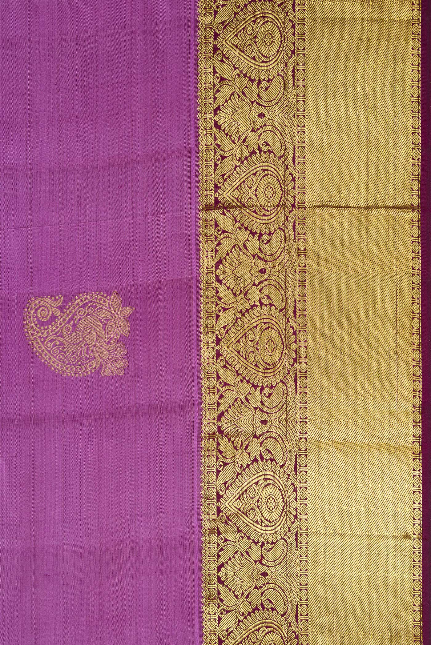 Border image of Lavender Dual Tone Kanjivaram Silk Saree with Zari Butta on the body and Zari Border. 