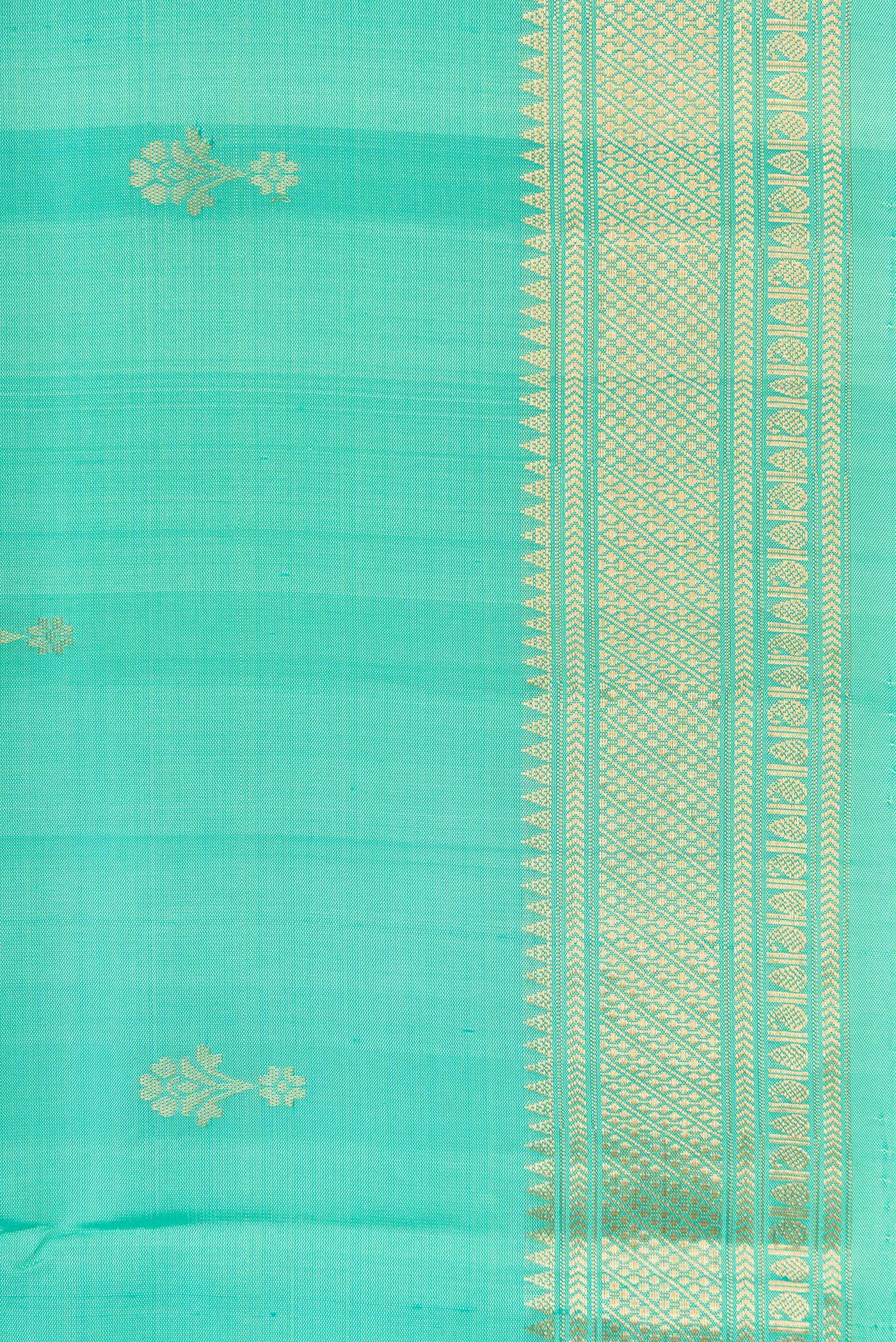 Border image of Green Dual Tone Soft Silk Saree with Zari Butta on the body and Zari Border. 