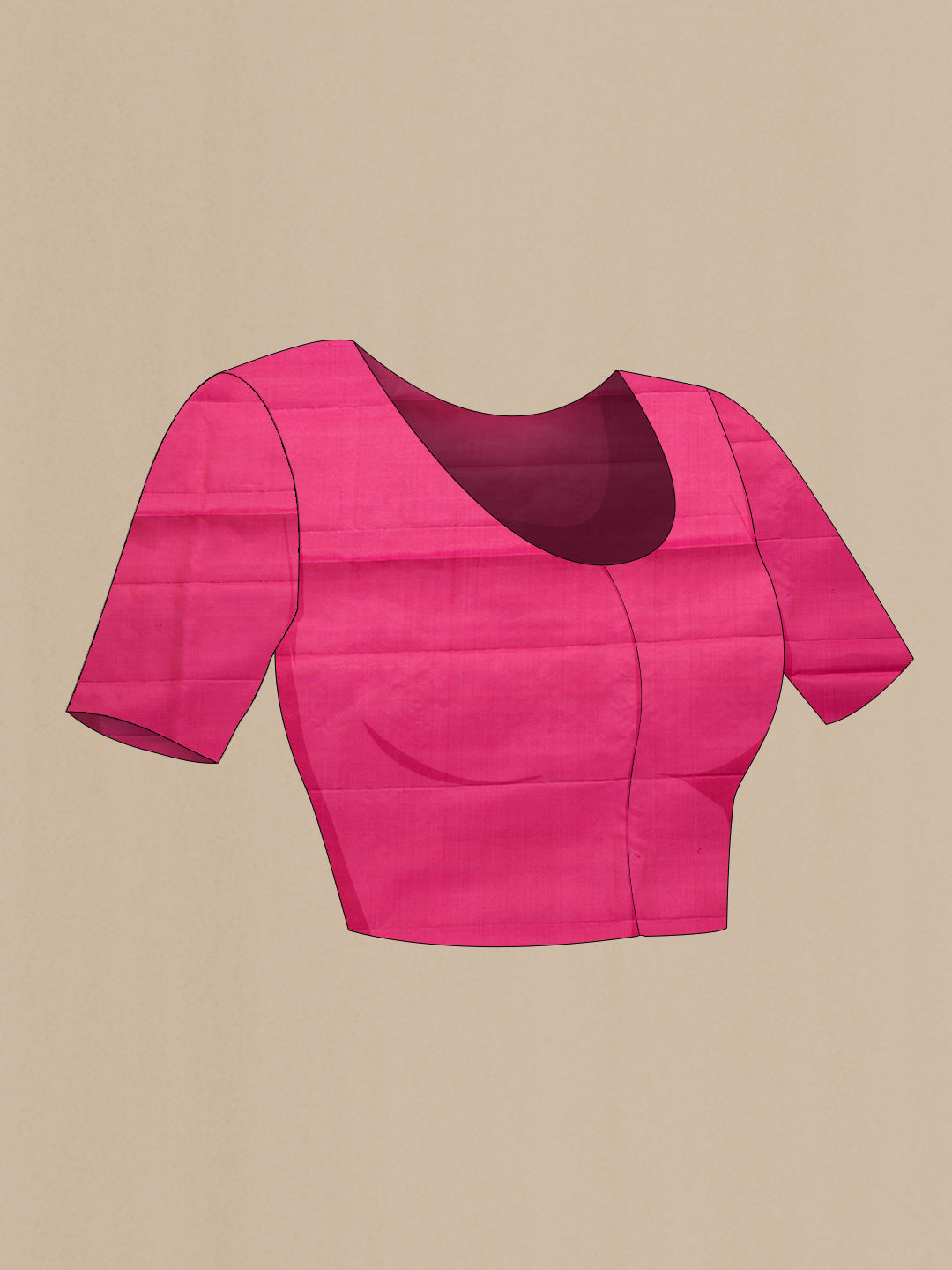 Close up image of the blouse of Pink Dual Tone Soft Silk Saree with Zari Butta on the body and Without Border. 