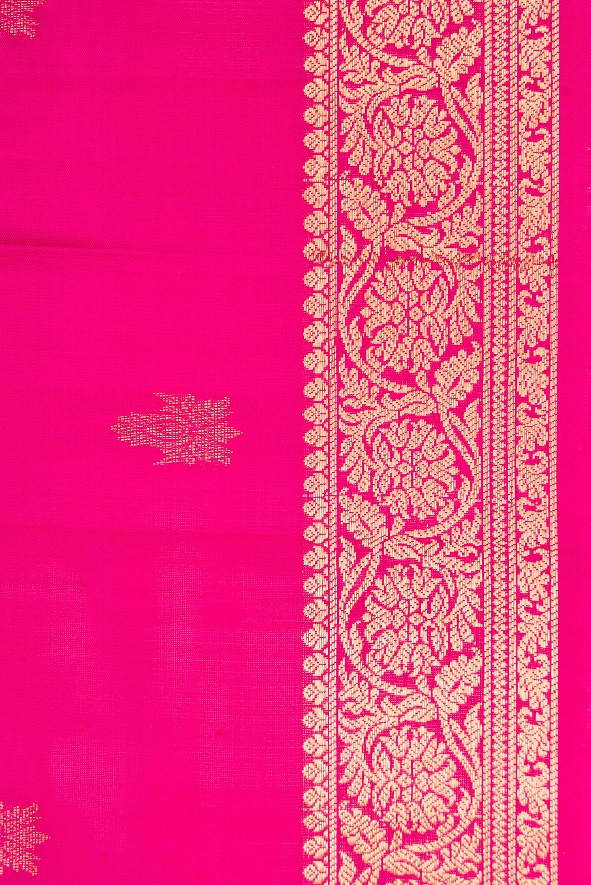 Border image of Pink Dual Tone Soft Silk Saree with Zari Butta on the body and Zari Border. 