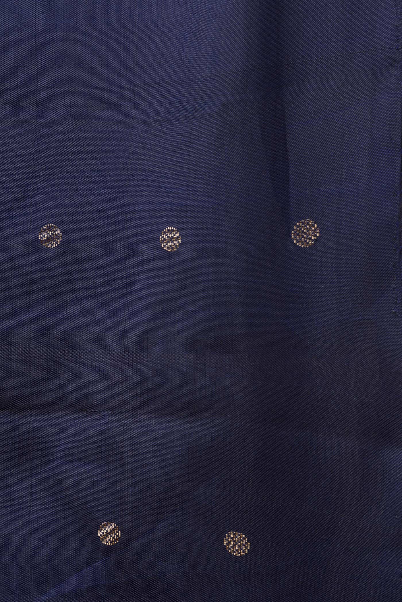 Border image of Navy Blue Dual Tone Soft Silk Saree with Zari Butta on the body and Without Border. 