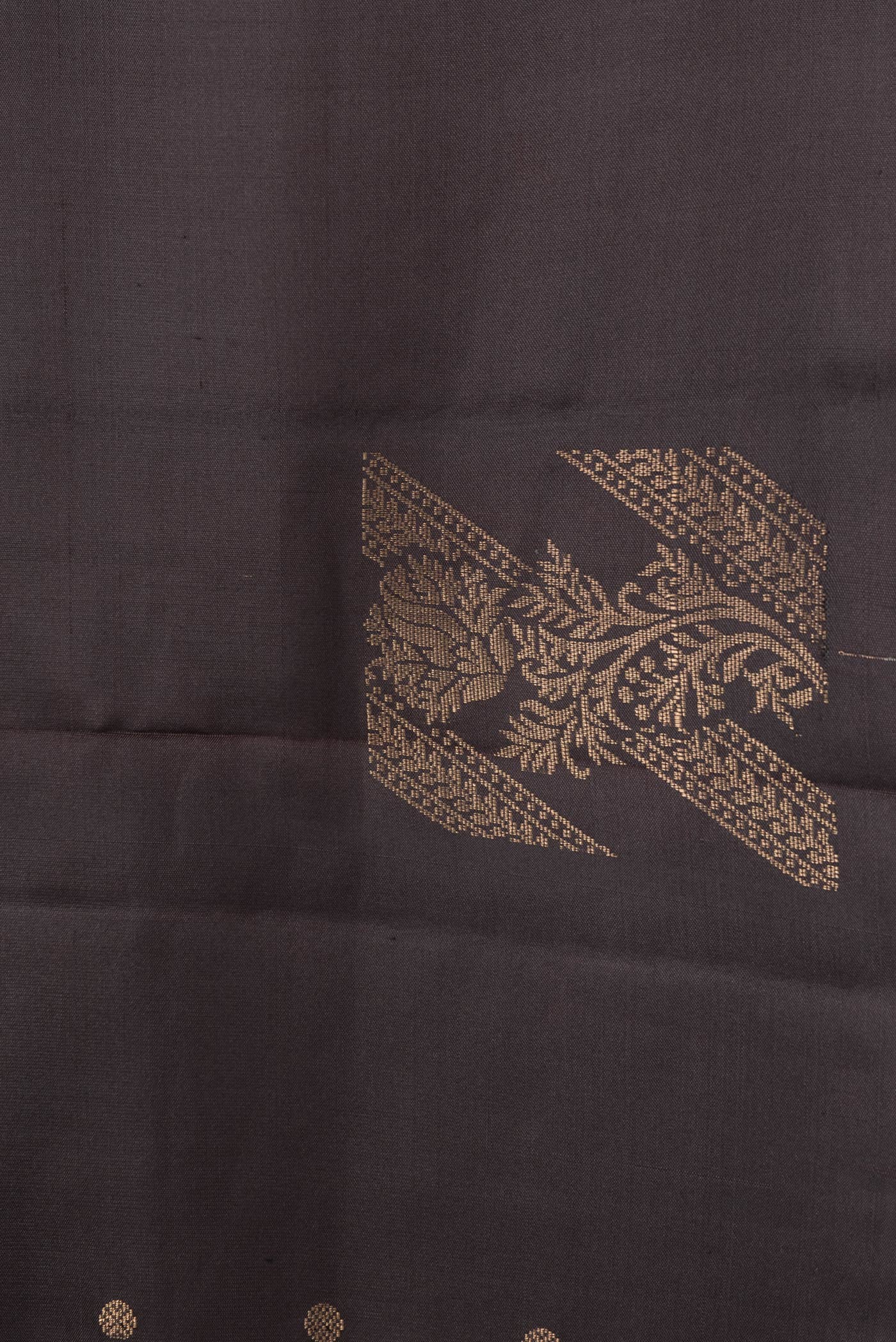Border image of Coffee Brown Dual Tone Soft Silk Saree with Zari Butta on the body and Without Border. 