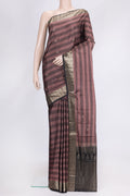 Rose Gold Dual Tone Soft Silk Saree with Zari Butta on the body and Zari Border.  displayed on a mannequin