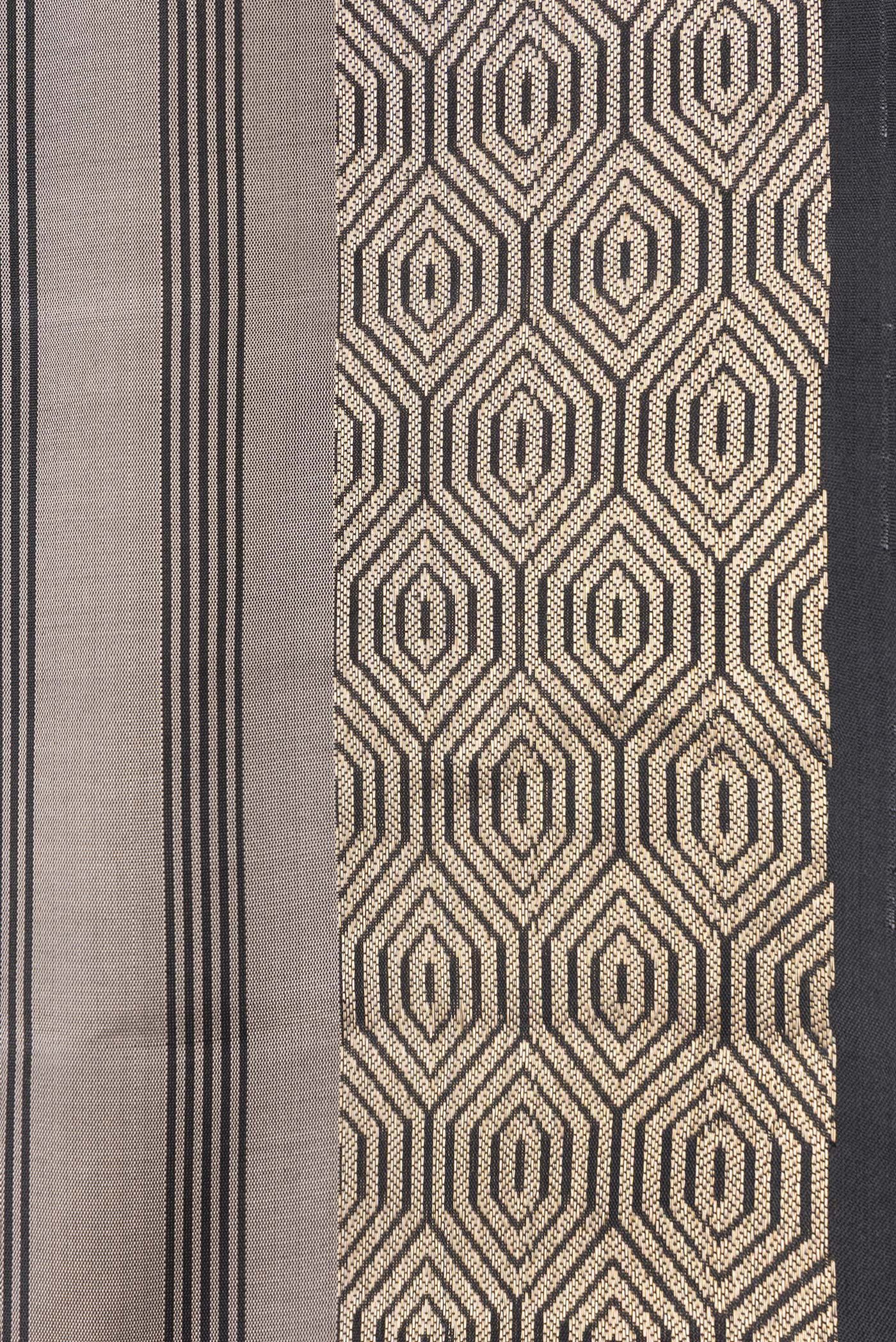 Border image of Grey Dual Tone Soft Silk Saree with Stripes on the body and Zari Border. 
