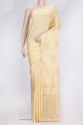 Sandal Dual Tone Soft Silk Saree with Zari Butta on the body and Without Border.  displayed on a mannequin