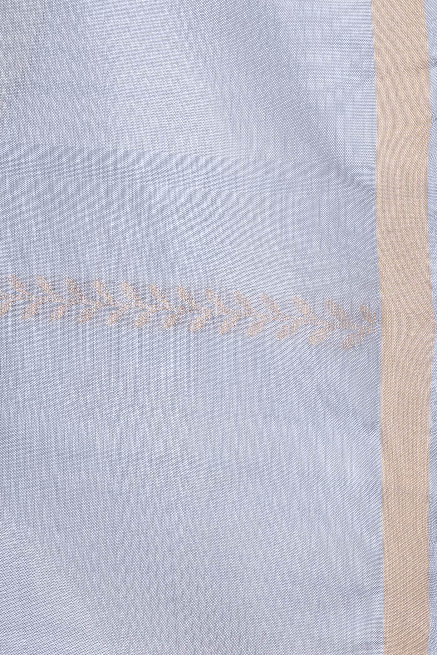 Border image of Grey Dual Tone Soft Silk Saree with Zari Butta on the body and Zari Border. 