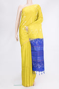 Parrot Green Dual Tone Soft Silk Saree with Zari Butta on the body and Zari Border.  displayed on a mannequin