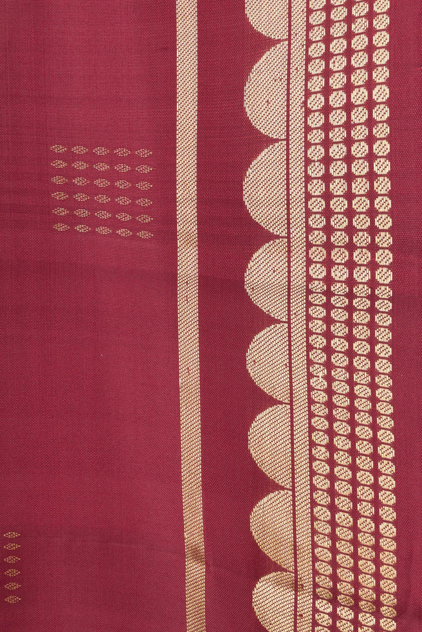 Border image of Maroon Dual Tone Soft Silk Saree with Zari Butta on the body and Zari Border. 