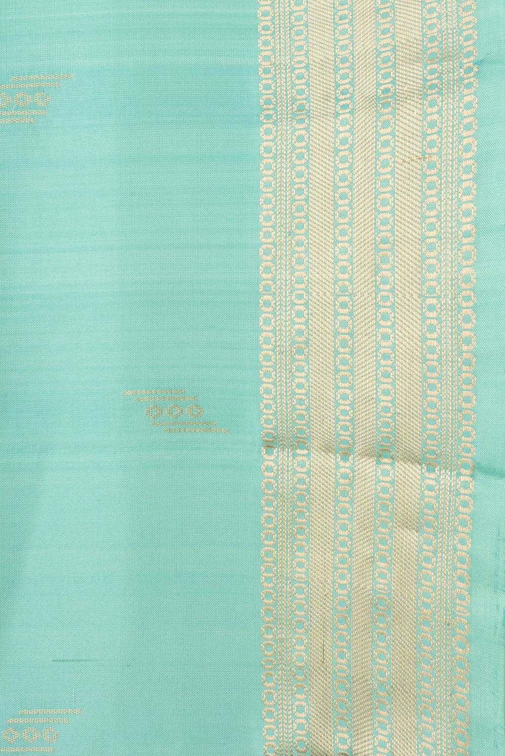 Border image of Sea Green Dual Tone Soft Silk Saree with Zari Butta on the body and Zari Border. 