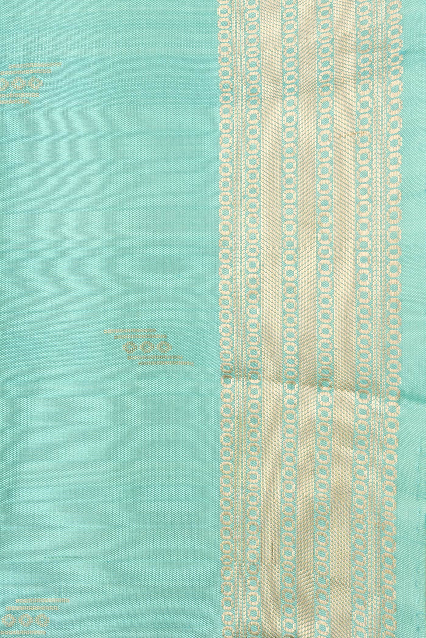 Border image of Sea Green Dual Tone Soft Silk Saree with Zari Butta on the body and Zari Border. 