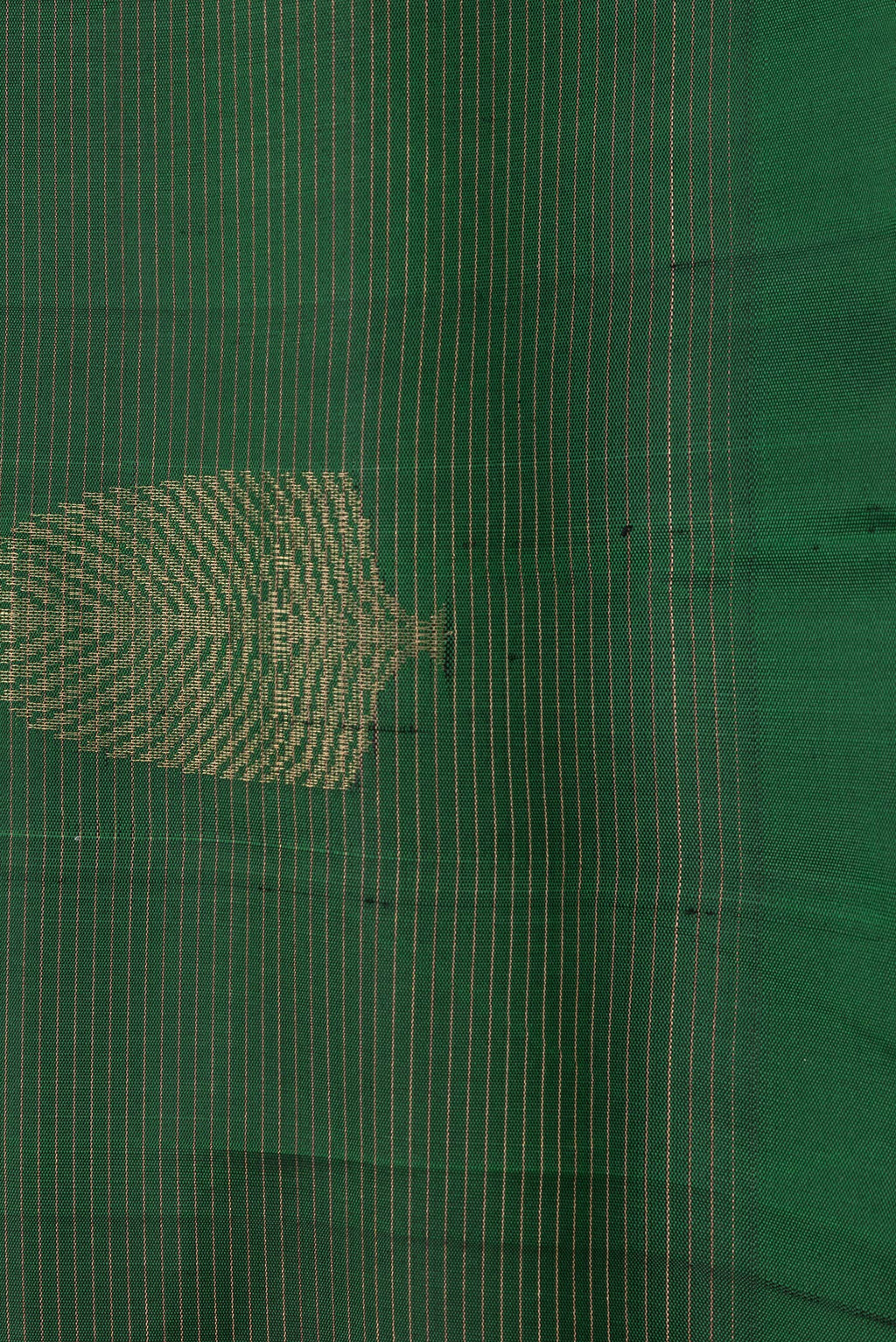 Border image of Bottle Green Dual Tone Soft Silk Saree with Stripes on the body and Without Border. 