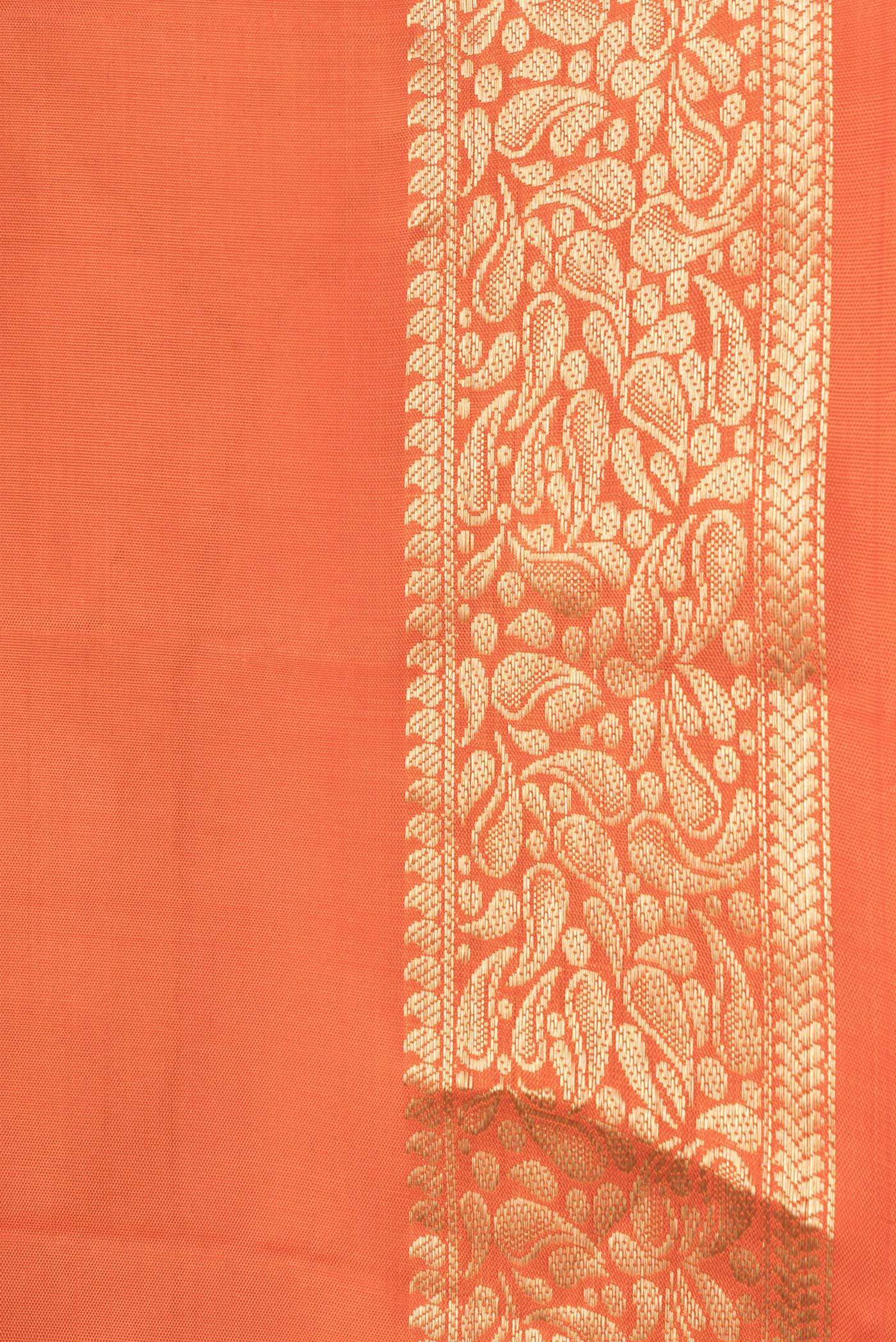 Border image of Orange Dual Tone Soft Silk Saree with Zari Butta on the body and Zari Border. 