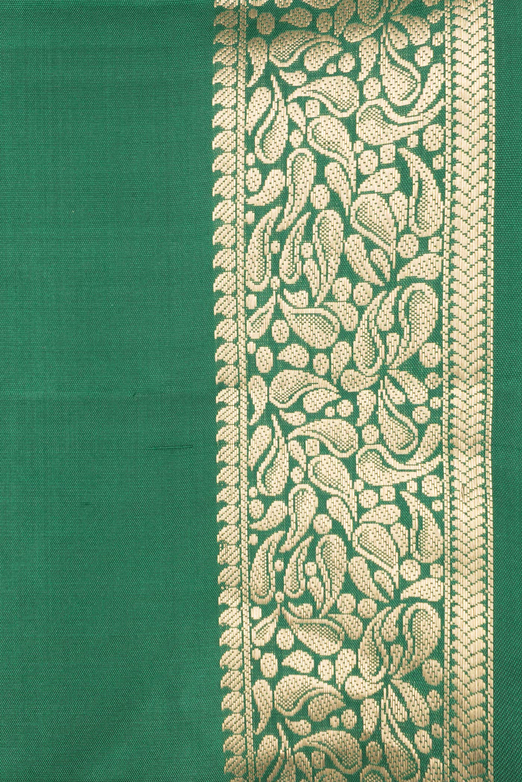 Border image of Bottle Green Dual Tone Soft Silk Saree with Zari Butta on the body and Zari Border. 