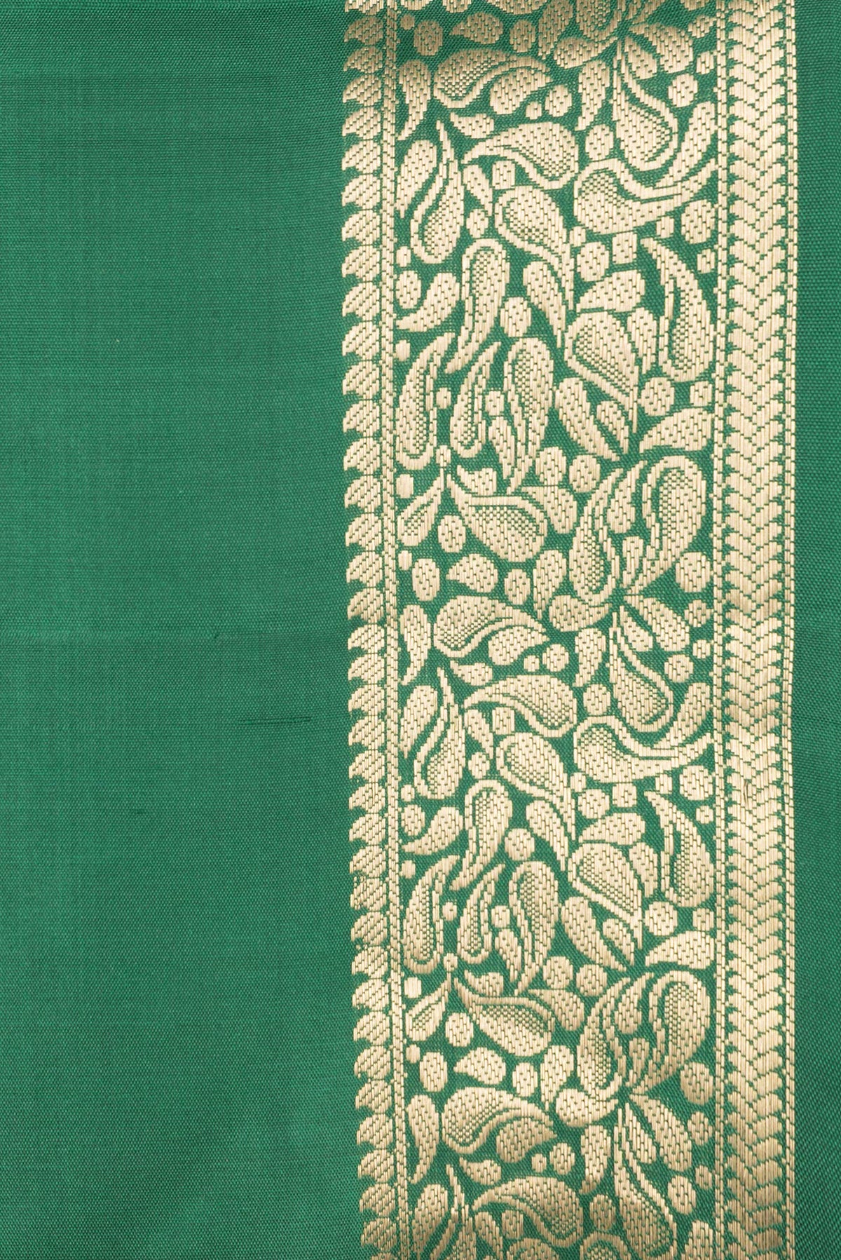 Border image of Bottle Green Dual Tone Soft Silk Saree with Zari Butta on the body and Zari Border. 